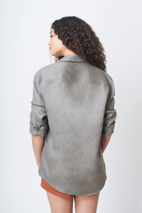 Camisa 100% Linho Lisa Verde Militar ML