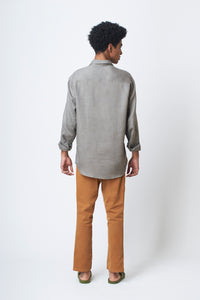 Camisa 100% Linho Lisa Verde Militar ML