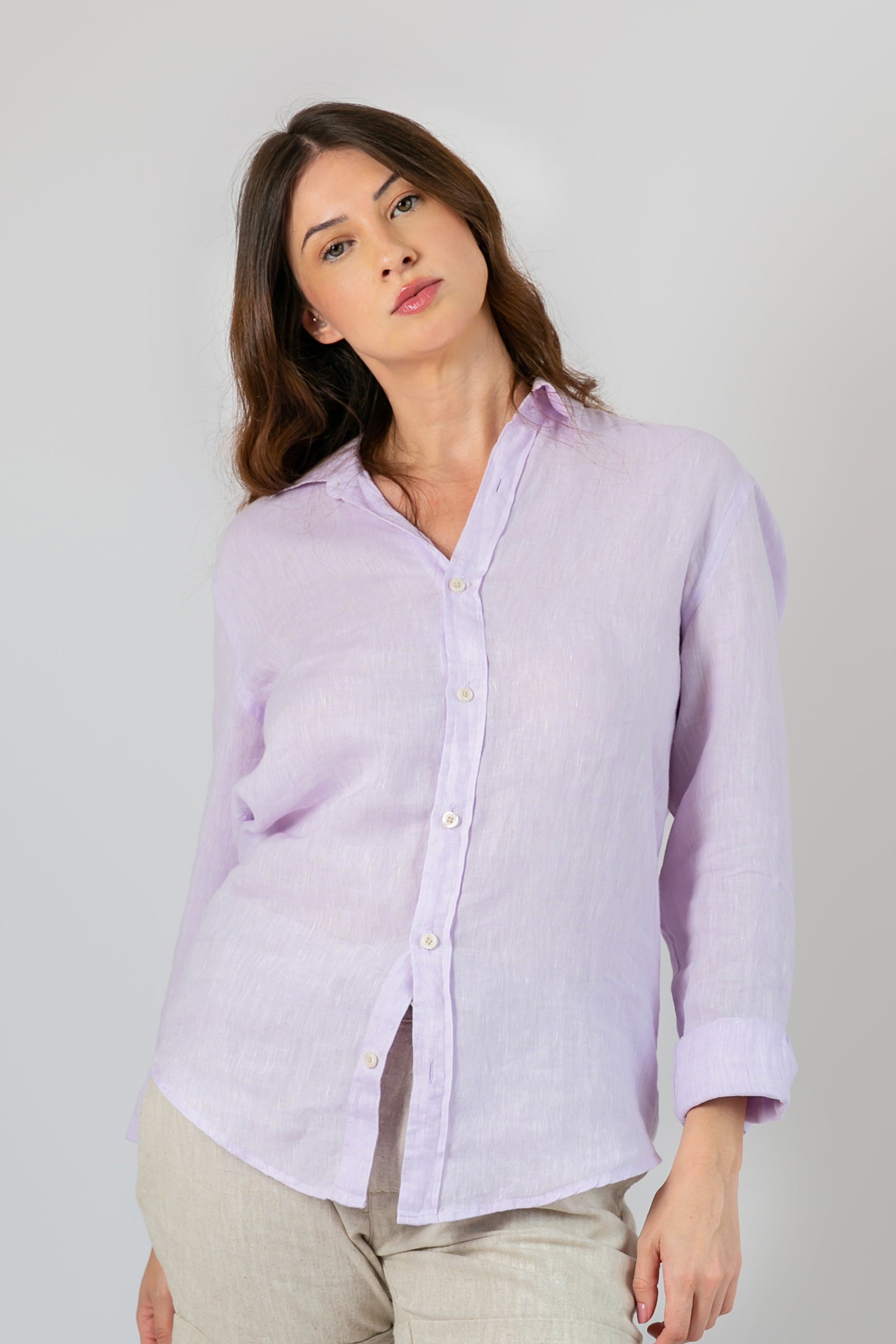 Camisa 100% Linho Lilas ML