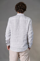 Camisa 100% Linho Amalfi Listra Grafite ML