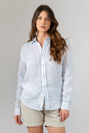 Camisa 100% Linho Amalfi Listra Nuvem ML
