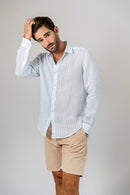 Camisa 100% Linho Amalfi Listra Nuvem ML