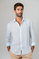 Camisa 100% Linho Amalfi Listra Nuvem ML