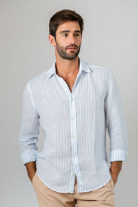 Camisa 100% Linho Amalfi Listra Nuvem ML