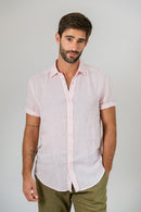 Camisa 100% Linho Lisa Rosa MC