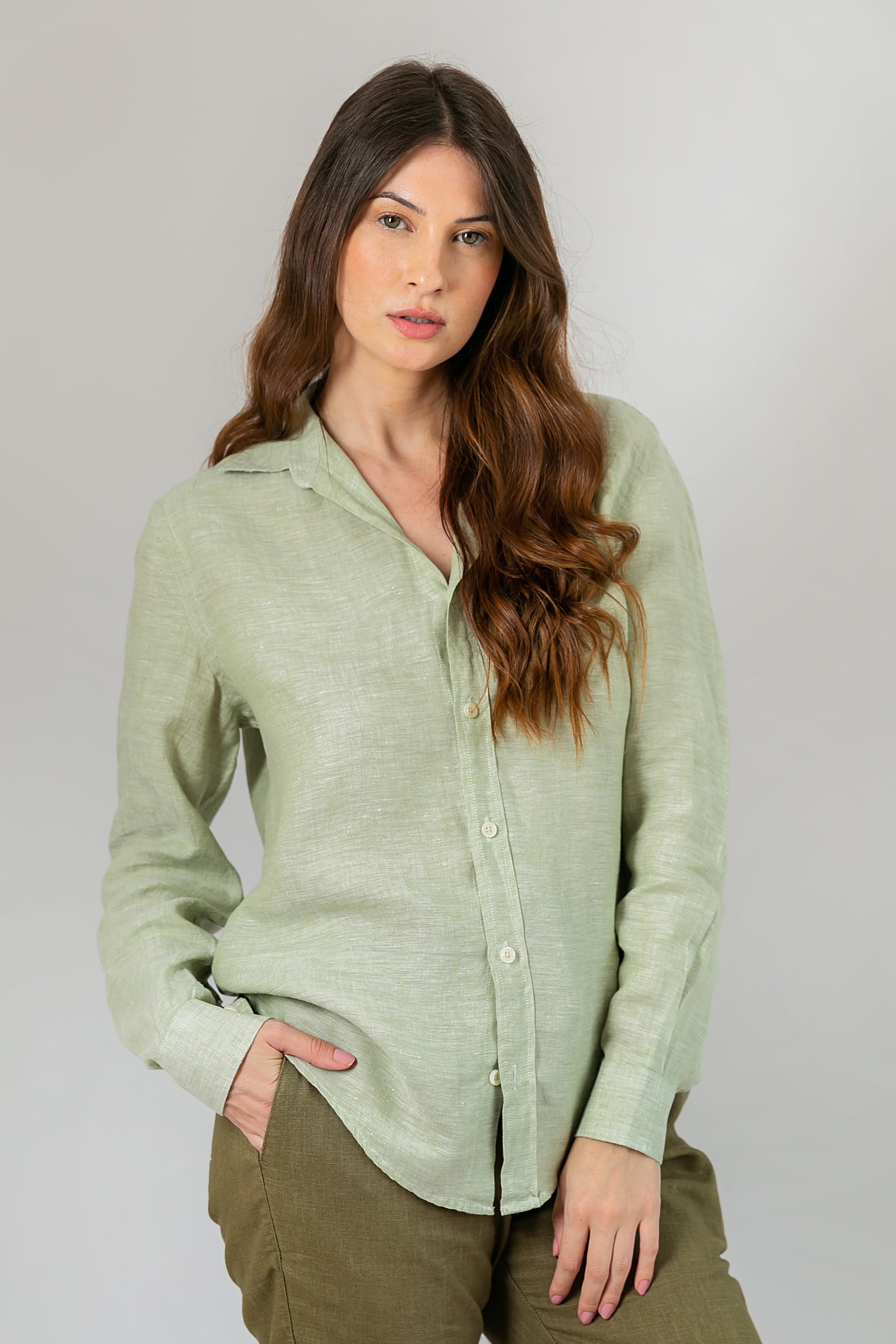 Camisa 100% Linho Verde Claro ML