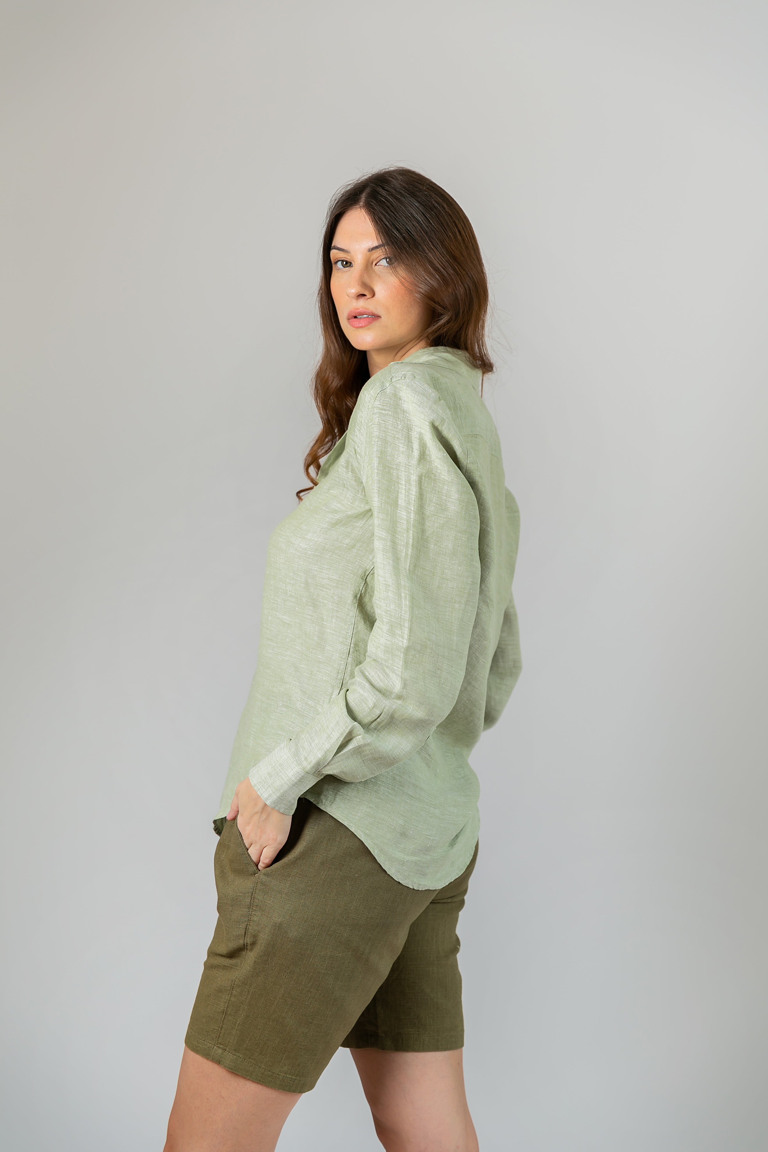 Camisa 100% Linho Verde Claro ML