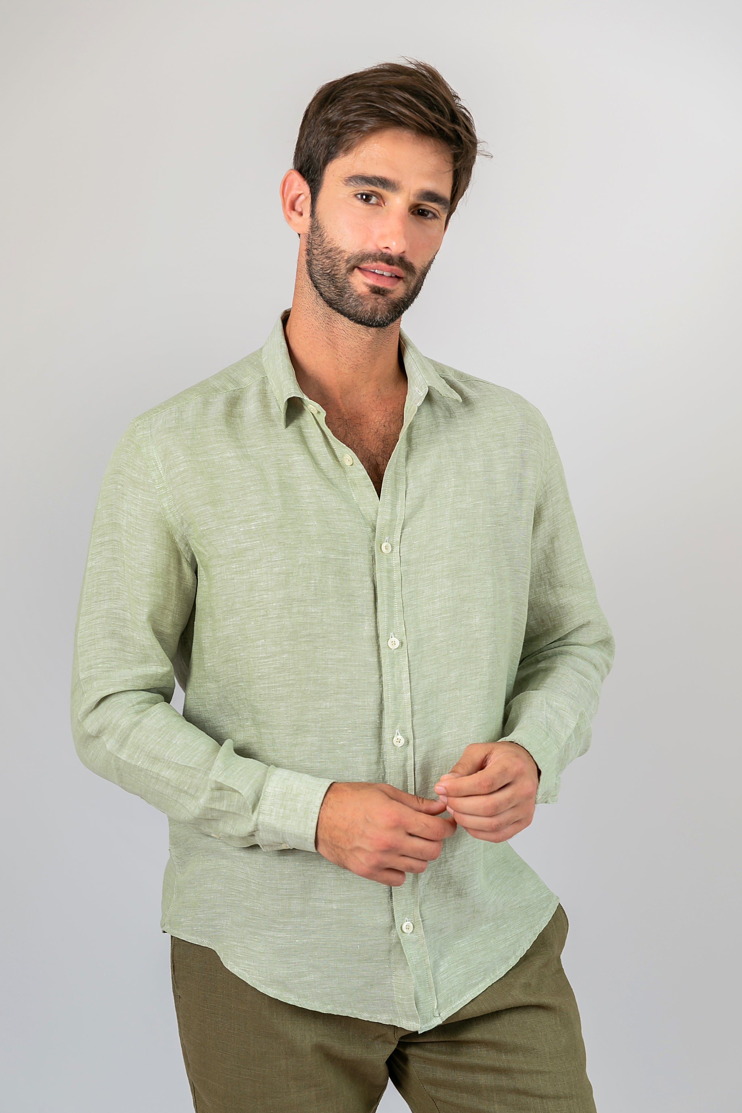 Camisa 100% Linho Verde Claro ML
