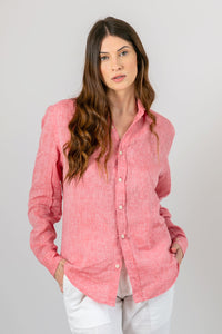 Camisa 100% Linho Lisa Vermelha ML