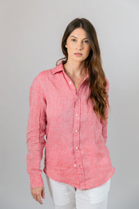 Camisa 100% Linho Lisa Vermelha ML