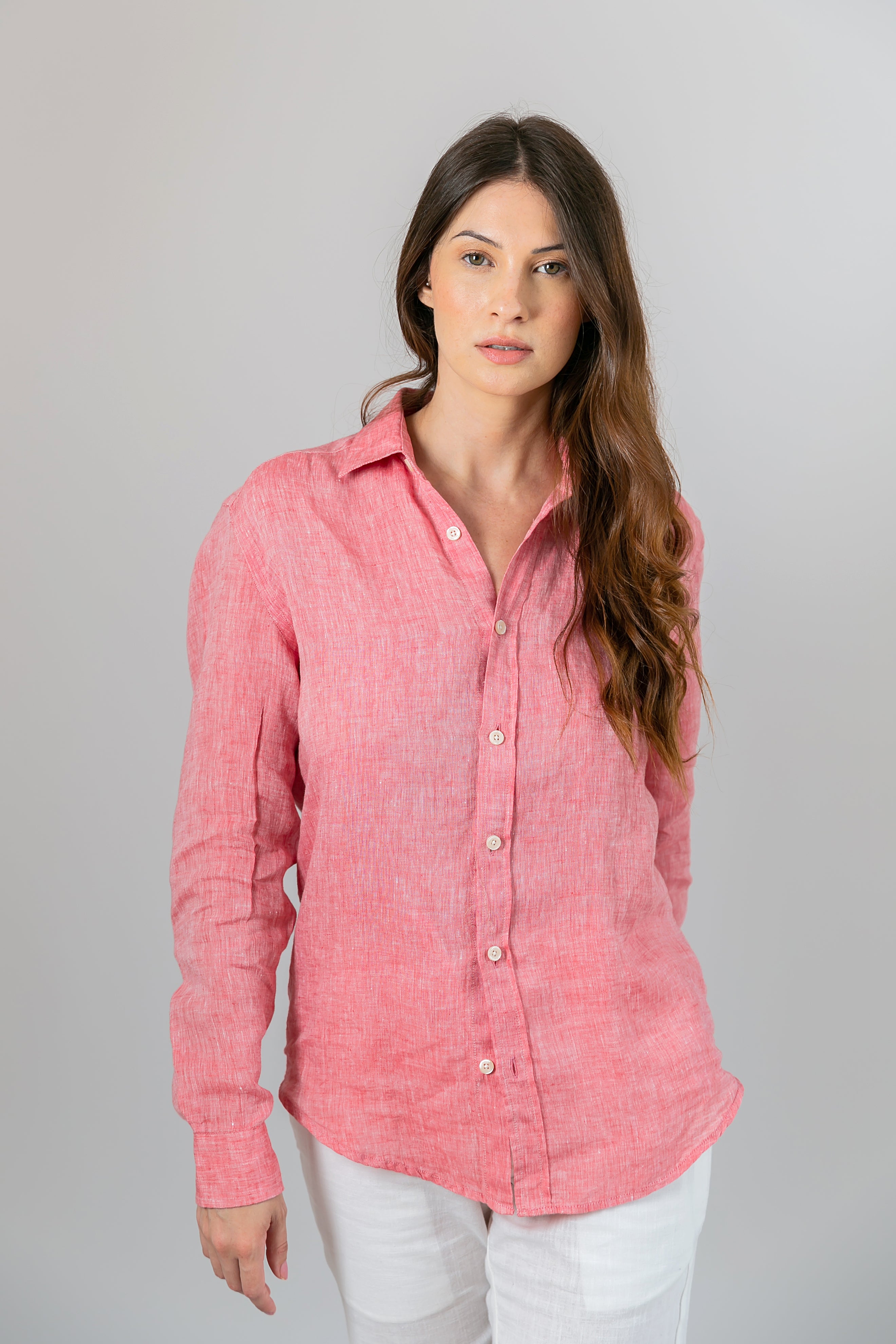 Camisa 100% Linho Lisa Vermelha ML