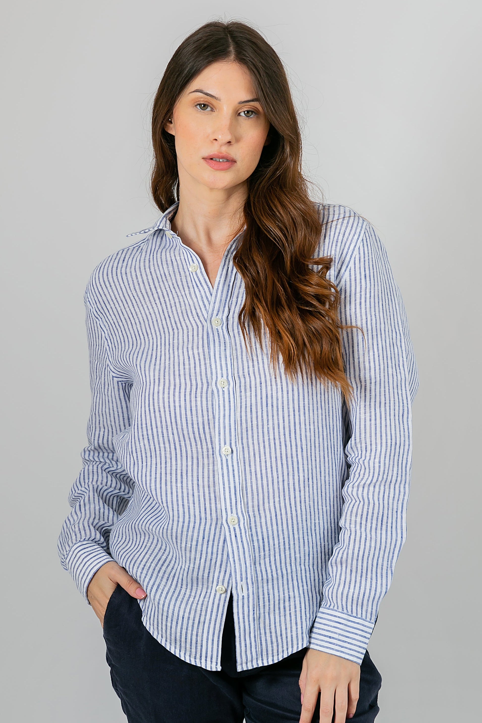 Camisa 100% Linho Amalfi Azul Marinho II ML