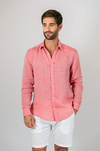 Camisa 100% Linho Lisa Vermelha ML