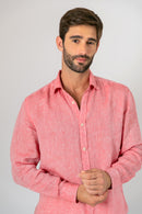 Camisa 100% Linho Lisa Vermelha ML