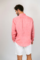 Camisa 100% Linho Lisa Vermelha ML