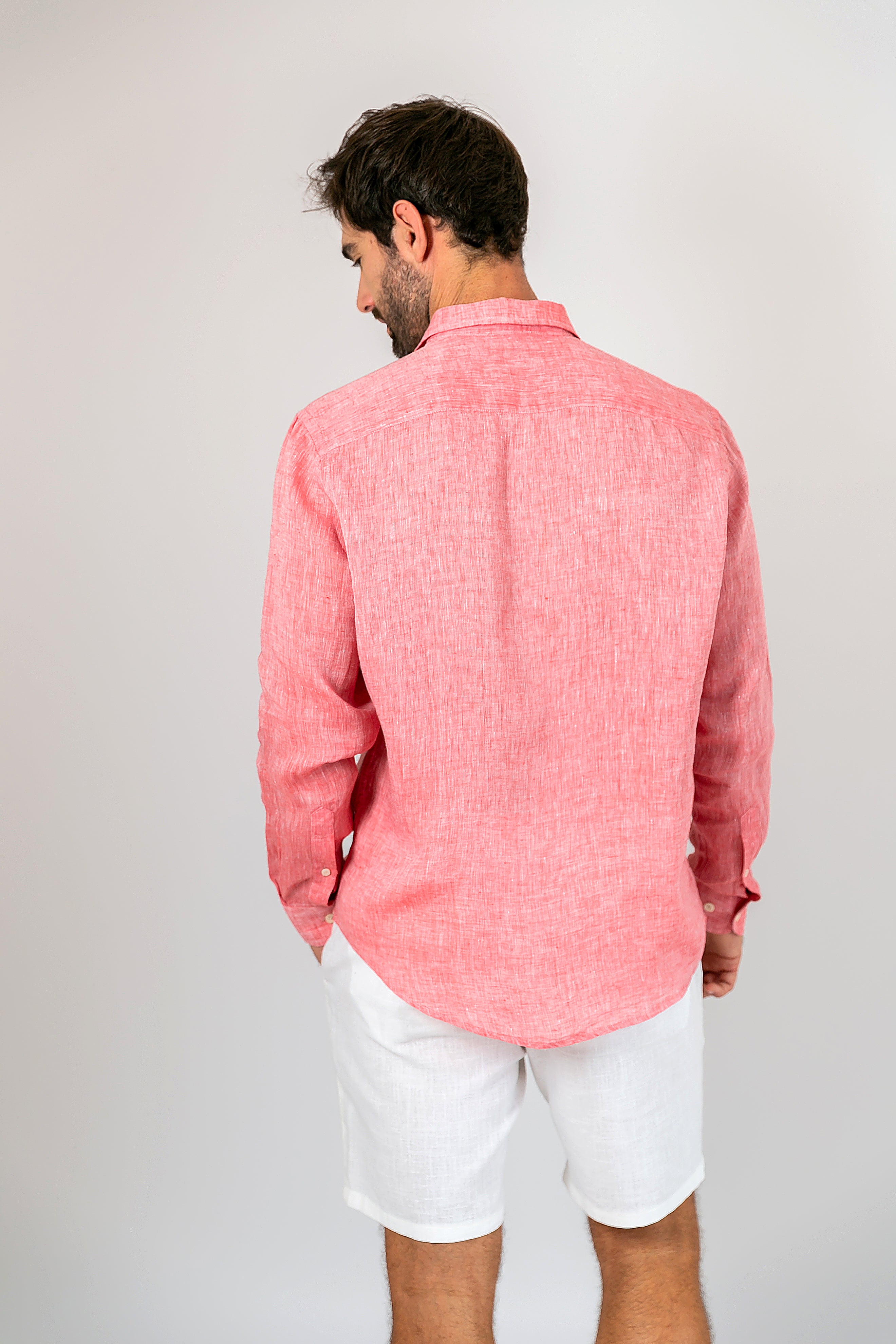 Camisa 100% Linho Lisa Vermelha ML