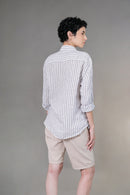 Camisa 100% Linho Amalfi Listra Grafite ML