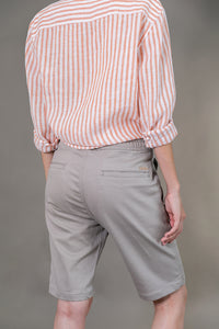 Camisa 100% Linho Amalfi Listra Coral ML