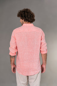 Camisa 100% Linho Lisa Laranja ML