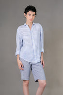 Camisa 100% Linho Amalfi Listra Celeste ML