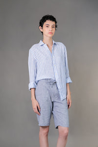 Camisa 100% Linho Amalfi Listra Celeste ML