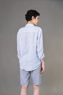 Camisa 100% Linho Amalfi Listra Celeste ML