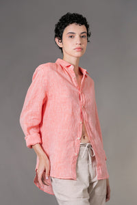 Camisa 100% Linho Lisa Laranja ML