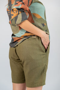 Bermuda Linho Verde Militar