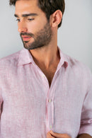 Camisa 100% Linho Veneto Listra Vermelho ML