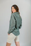 Camisa 100% Linho Lisa Verde Oliva ML