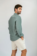 Camisa 100% Linho Lisa Verde Oliva ML