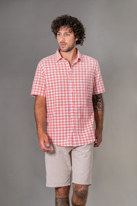 Camisa Algodão Xadrez Coral MC
