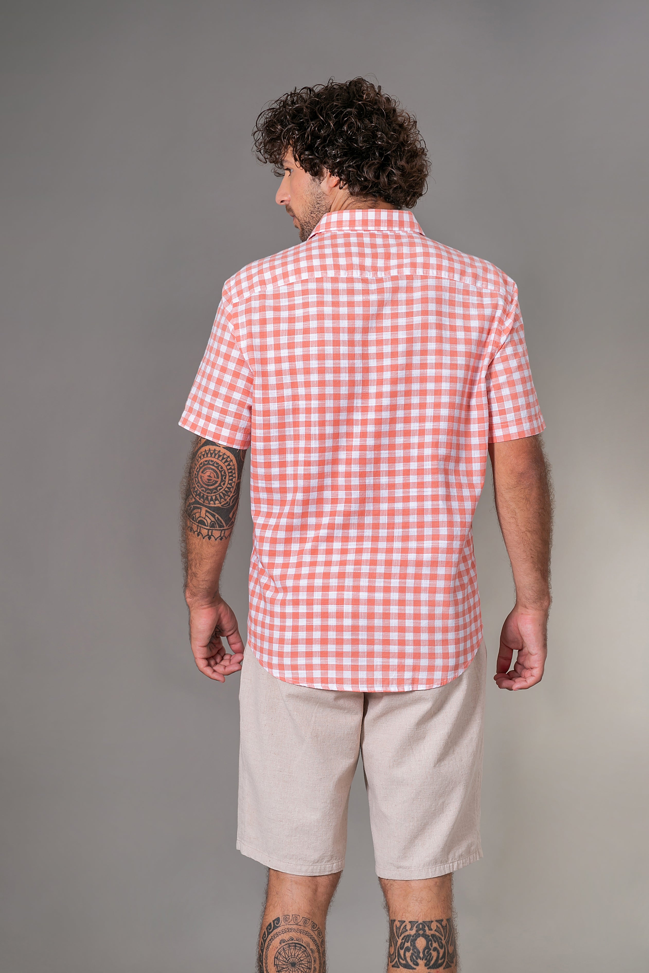 Camisa Algodão Xadrez Coral MC