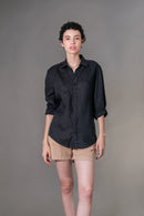 Camisa 100% Linho Lisa Preta ML