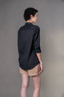 Camisa 100% Linho Lisa Preta ML