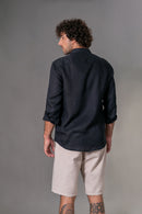 Camisa 100% Linho Lisa Preta ML