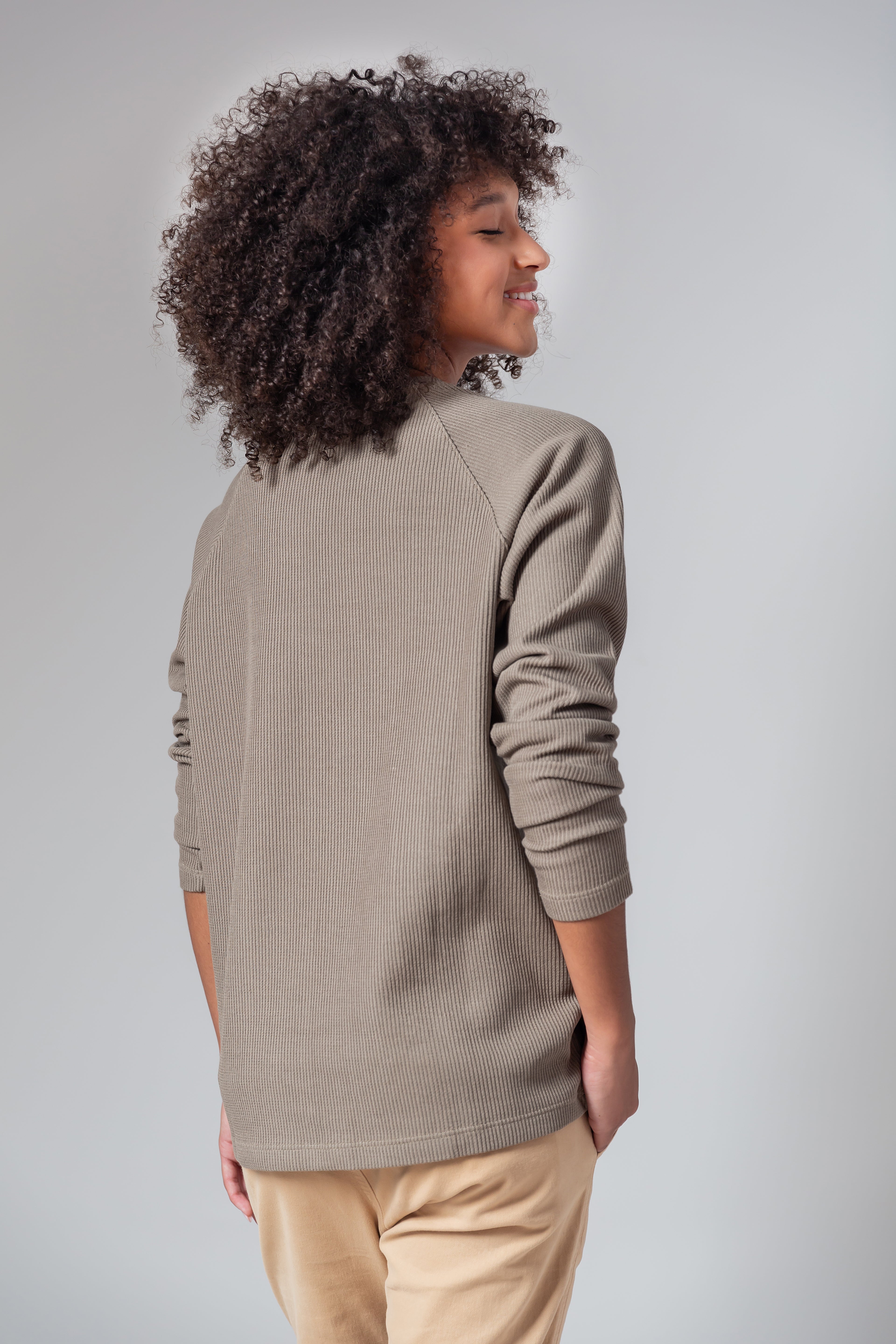 Blusa Rios Manga Longa Caqui