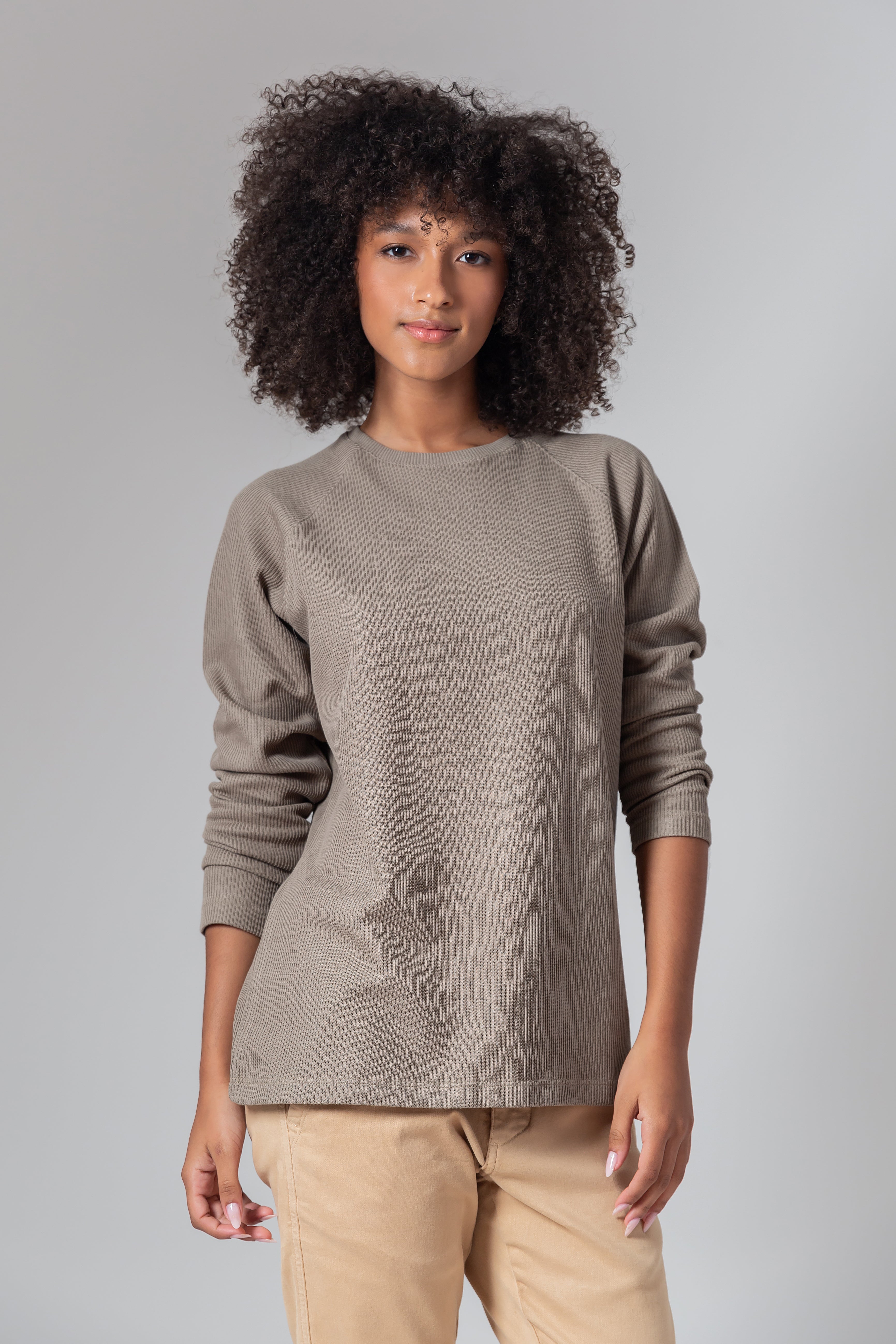 Blusa Rios Manga Longa Caqui