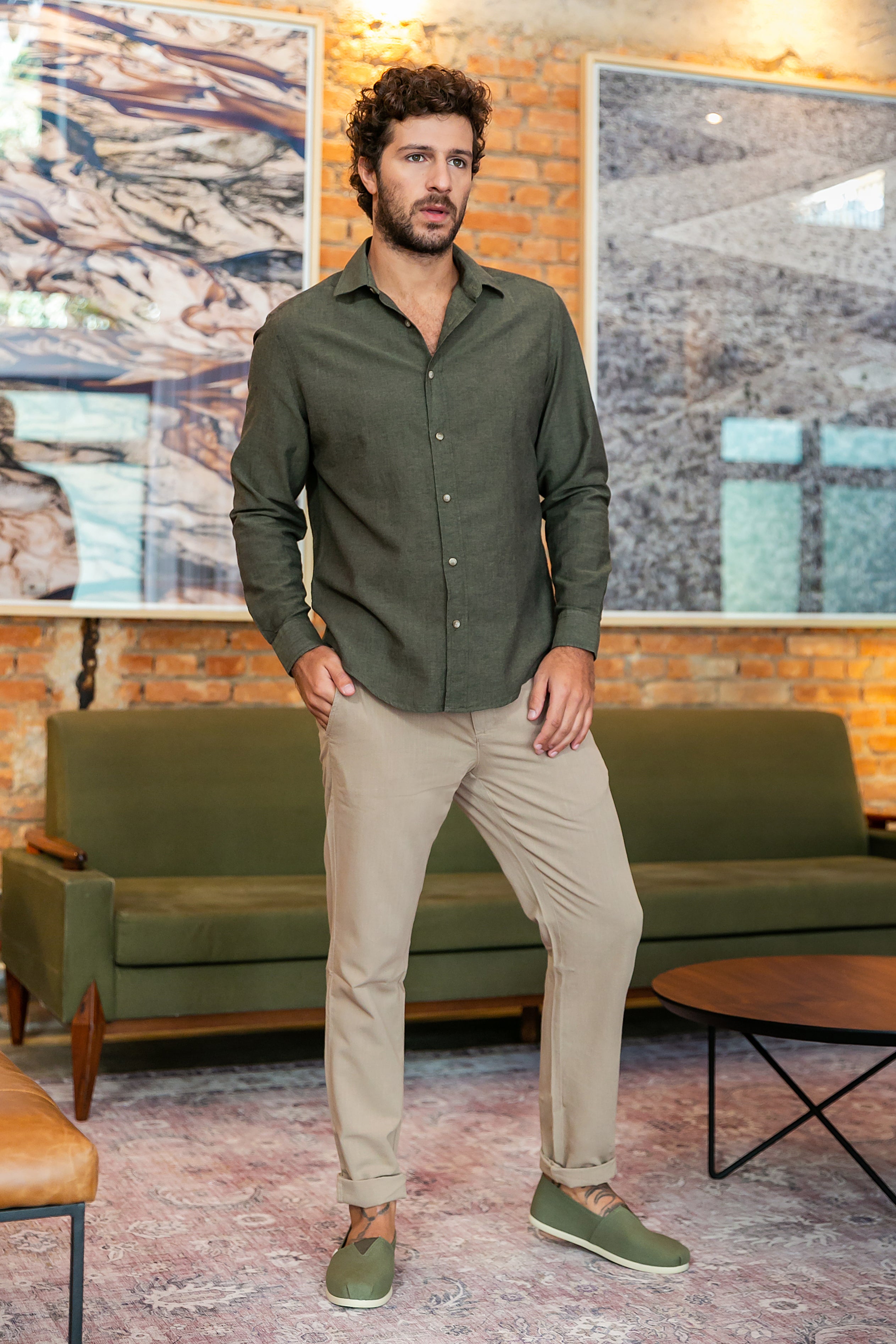 Camisa Algodão Cerrado Verde ML