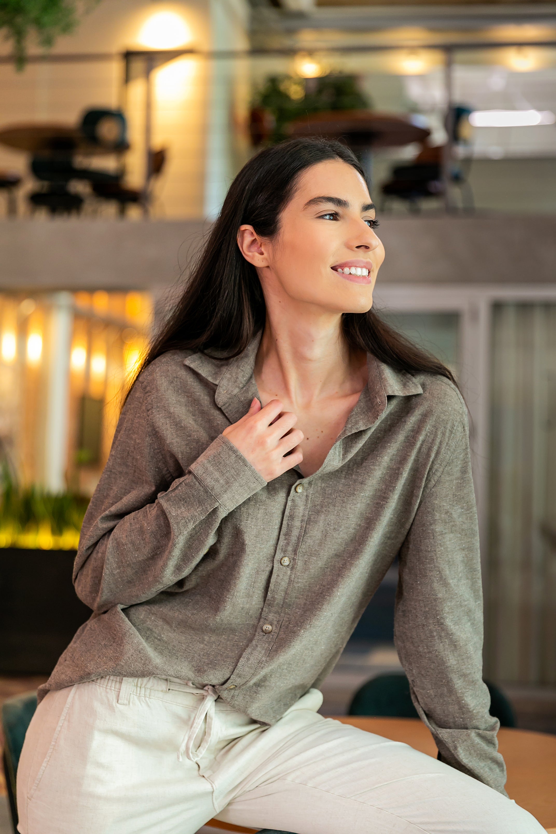 Camisa Algodão Cerrado Café ML