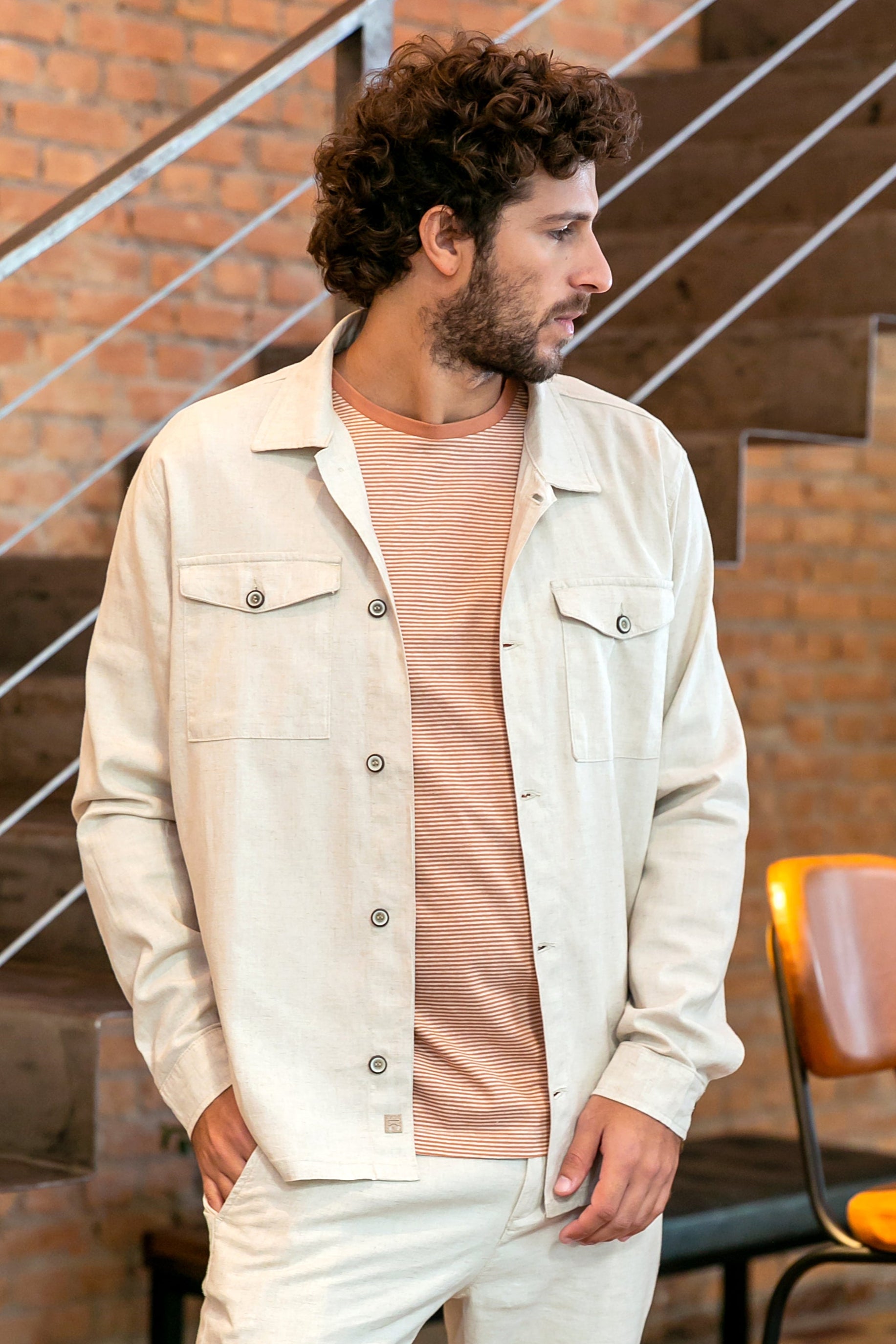Overshirt Linho Viscose Cru