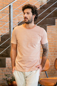 Camiseta Listrada Algodão Reciclado Ocre