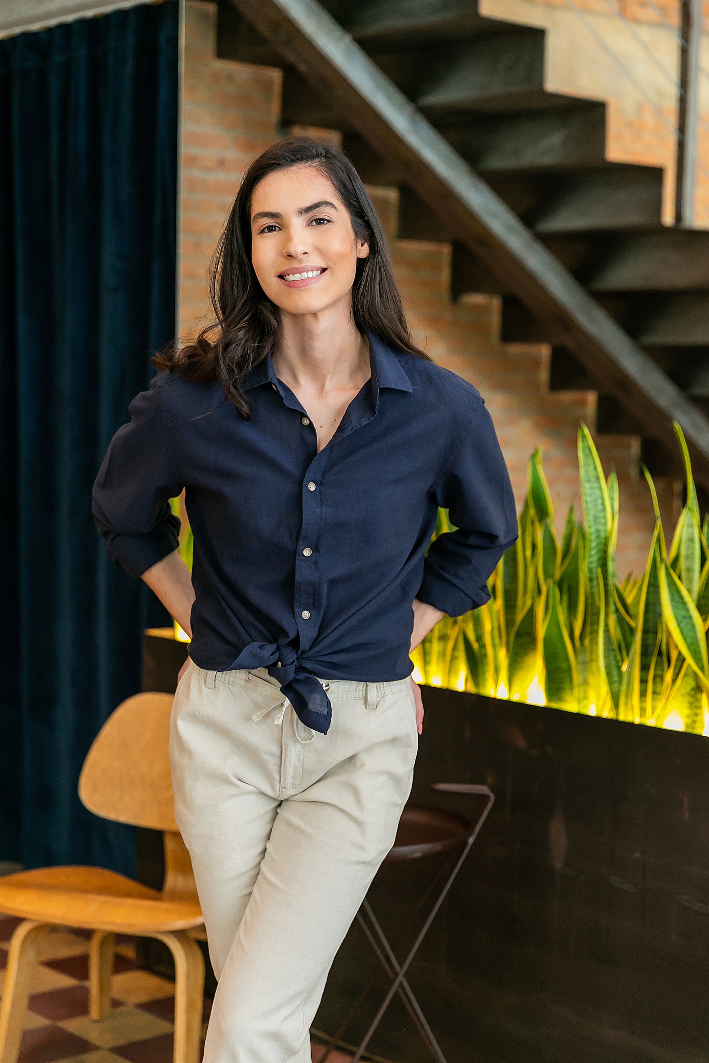 Camisa Algodão Cerrado Azul Marinho ML