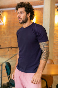 Camiseta Malha Pima Azul Marinho