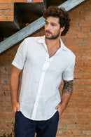 Camisa 100% Linho Lisa Branca MC