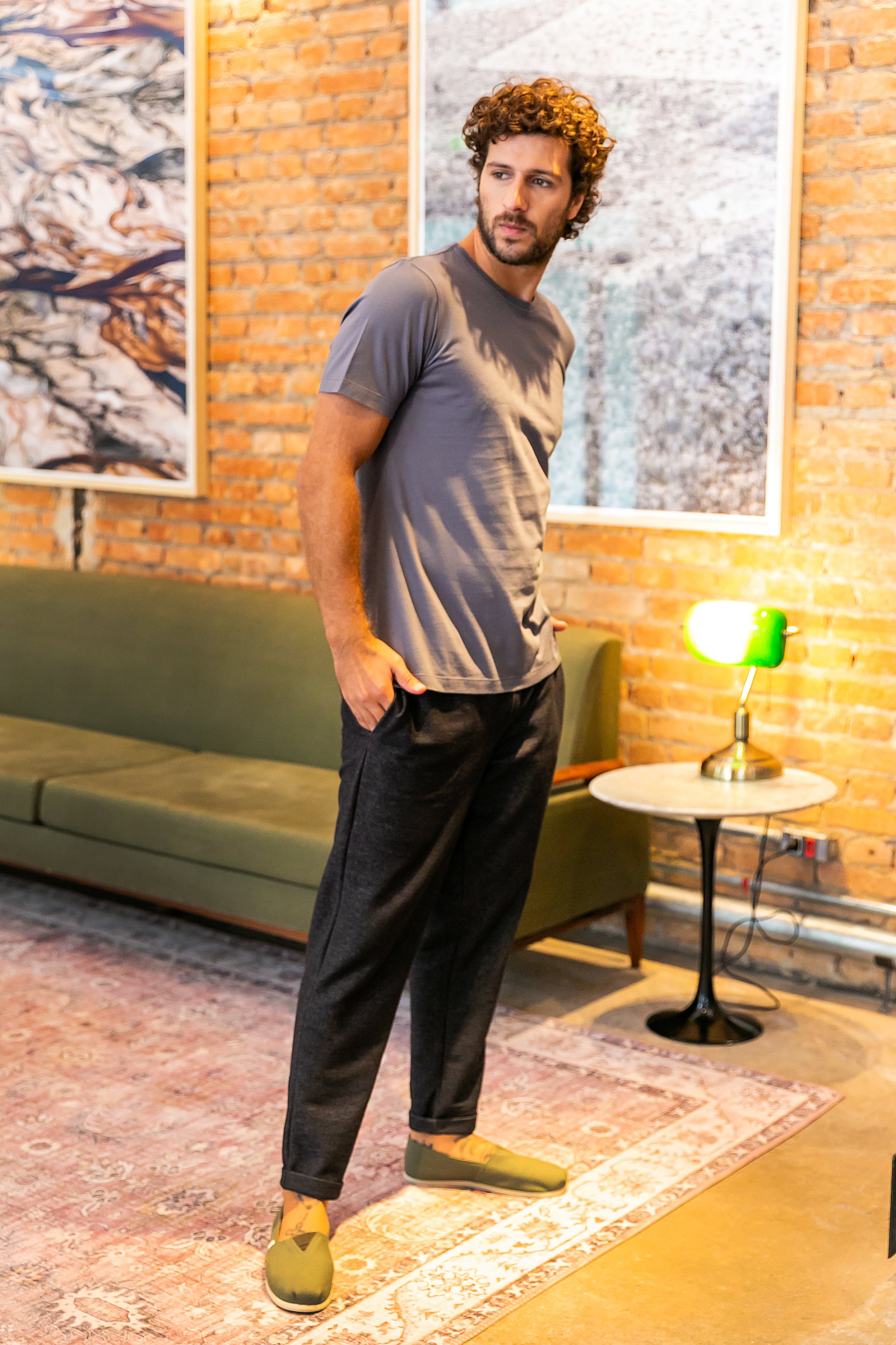 Camiseta Malha Pima Cinza