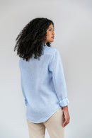 Camisa 100% Linho Piemonte Azul ML