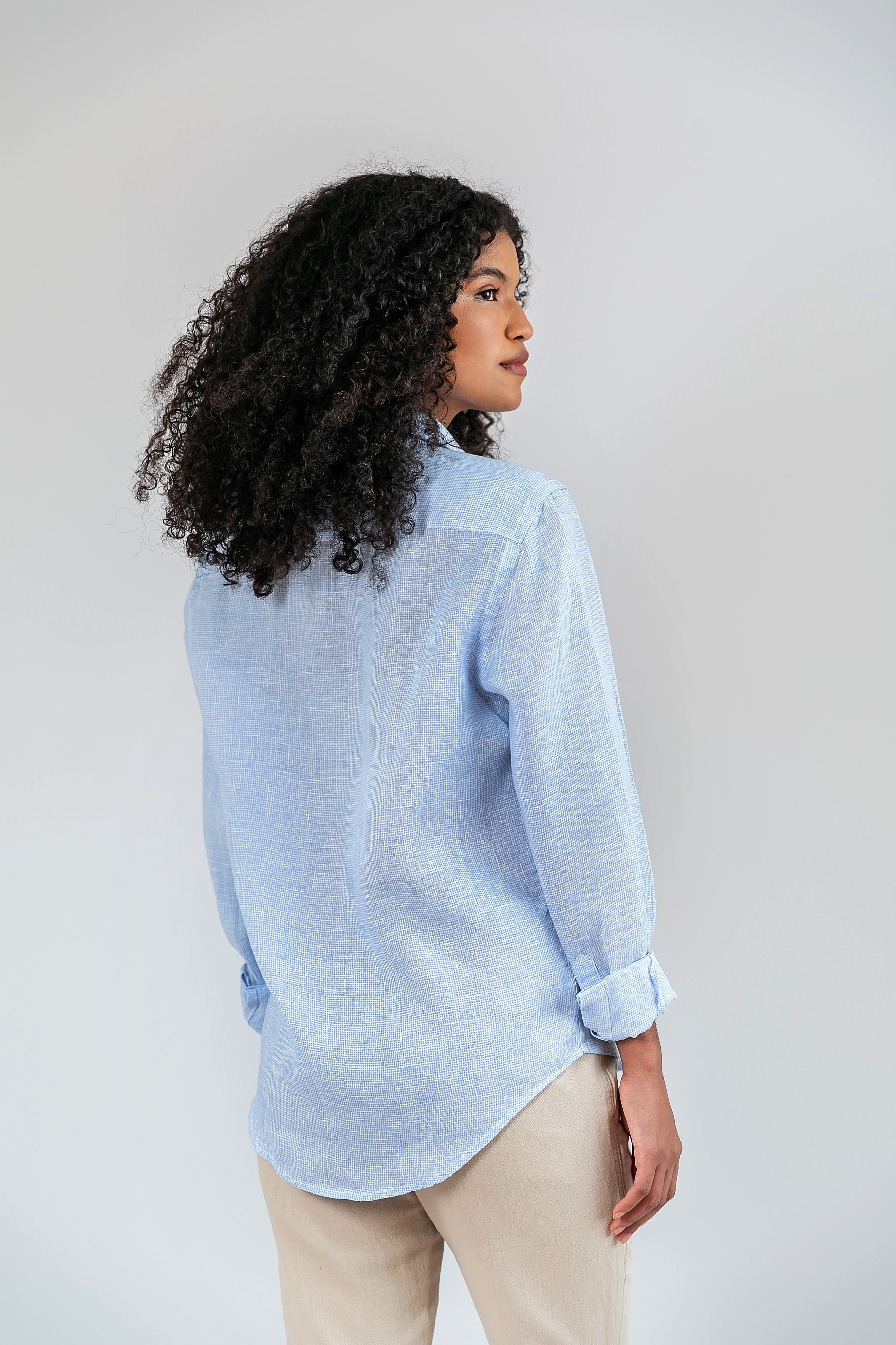 Camisa 100% Linho Piemonte Azul ML