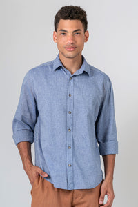 Camisa Algodão Mescla Azul ML