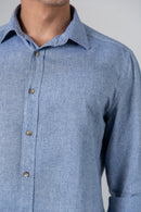 Camisa Algodão Mescla Azul ML